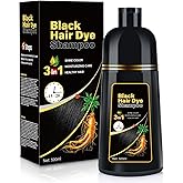 BOJICA Black Hair Dye 3 in 1 Shampoo for Gray Hair, Herbal Ingredients for Women&Men, Dye in Minutes/Semi-Permanent/(17.6 FL OZ)