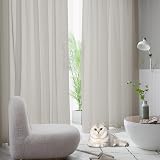 CUCRAF Eyelet Net Curtains 2 Panels 54" x 55" Light Grey Voile Sheer view 3