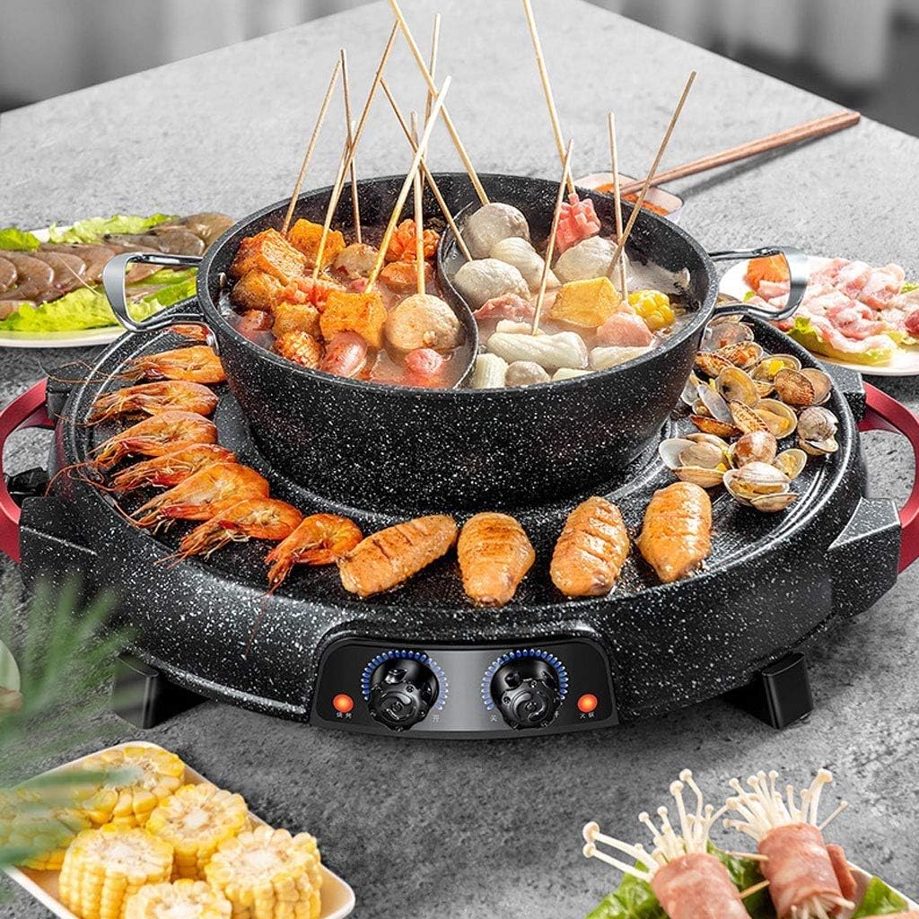 review LBSX Original Premium Charcoal Grill, One-Piece Home Multi-Function Separable Electric Grill, Black