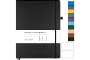 MALEDEN Blank Notebook, Hardcover Sketch Book, 8.5" x 11" Large Blank Journal, No Bleed Thick Paper Sketchbook for Drawing, Unlined Notebook Journal for Women Men School, A4 Leather Sketchbook Lay Flat, Black