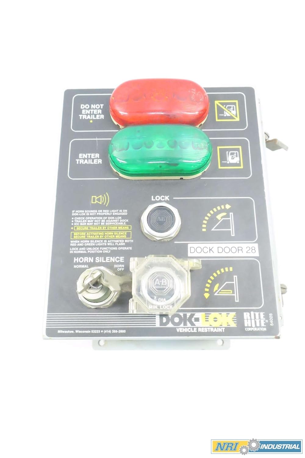 RITE HITE 54025 DOK-LOK VEHICLE RESTRAINT CONTROL BOX 115V-AC D548585