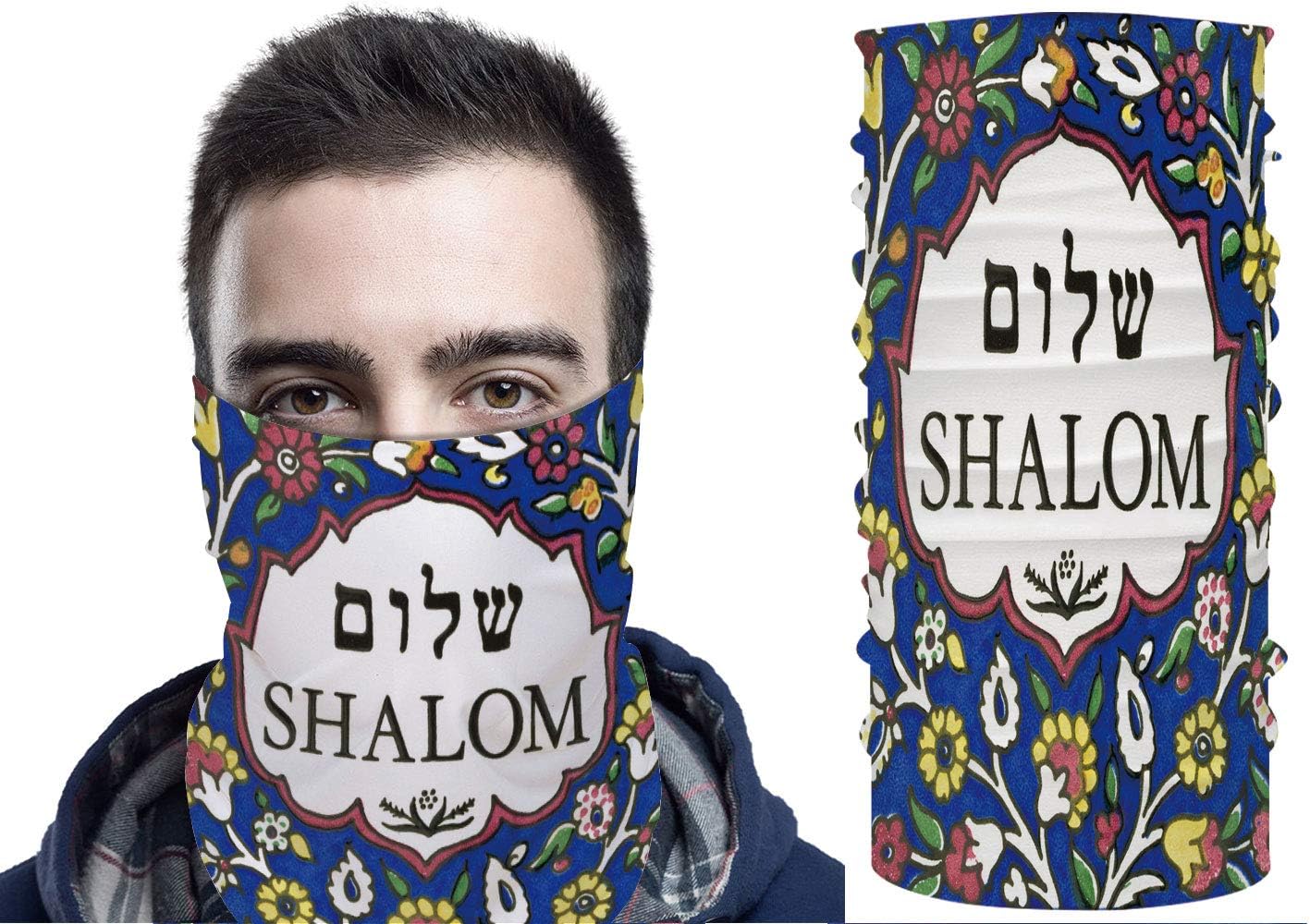 Face Scarf Neck Gaiter Headband Magic Scarf, Shalom Peace Tube Scarf Face Bandana Scarf Neck Balaclava and Sport Scarf 19.6"x9.8" №009611