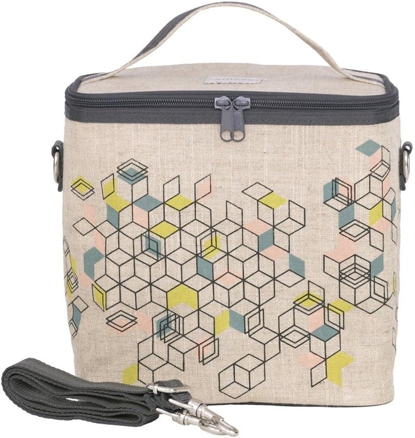 SoYoung Large Cooler Bag - Adult Lunch, Raw Linen, Eco-Friendly, Retro and Easy to Clean - Formation