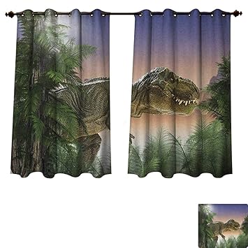 Pricetextile Jurassic Bedroom Thermal Blackout Curtains Dinosaur