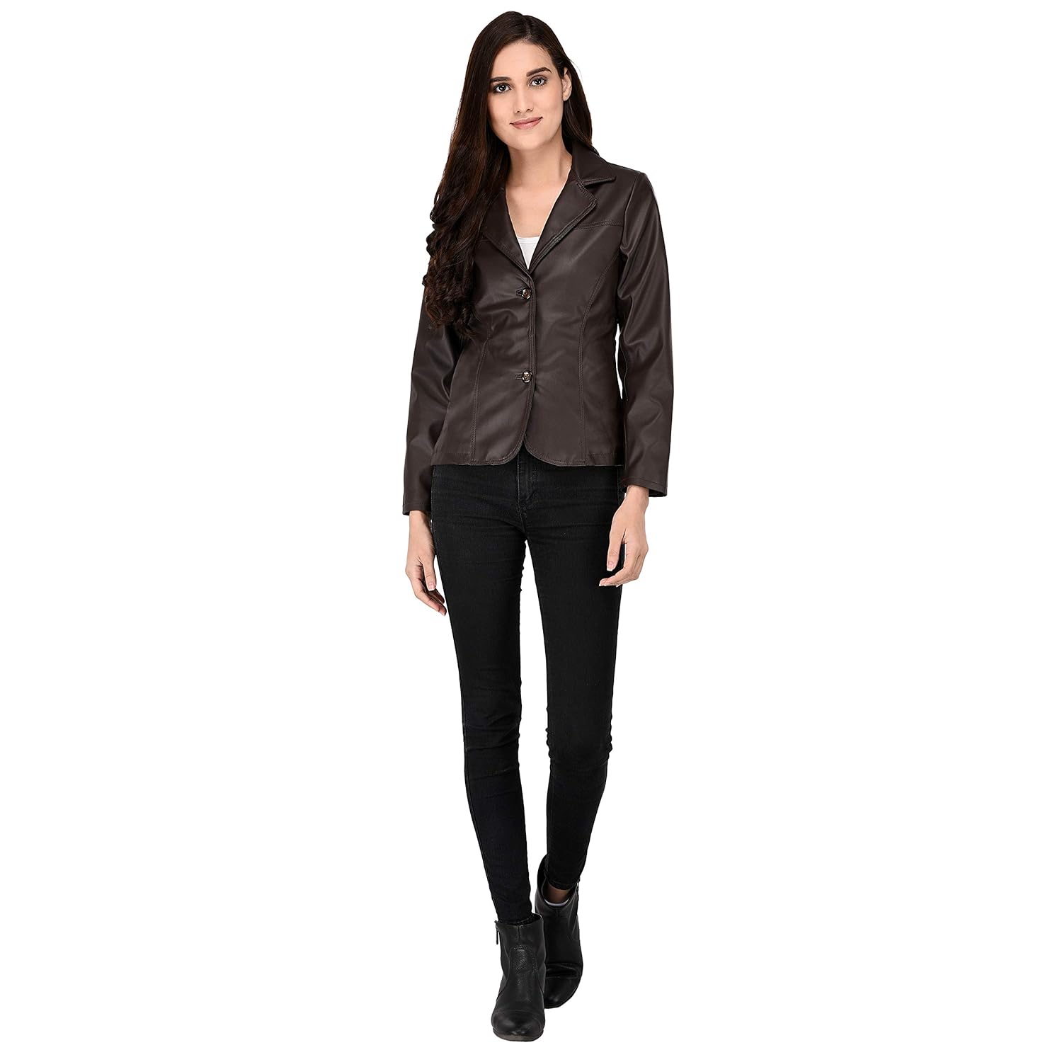 peppyhub women's chocolate brown blazer, full sleeve, western wear, sizes s-xl