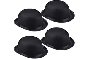 KOYEE 4 Packs Funny Party Hats Black Felt Derby Light Bowler Top Hat Costume Accessory for Kids and Adults Unisex
