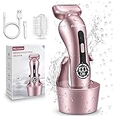Electric Shaver for Women for Legs Bikini Trimmer Electric Razors for Women Underarm Public Hairs Rechargeable Womens Shaver Wet Dry Use Painless Cordless with Detachable Head (Pink)