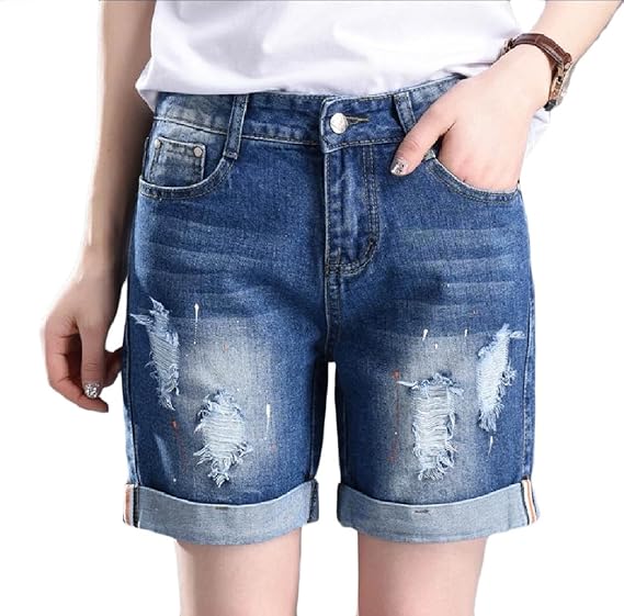 womens denim walking shorts