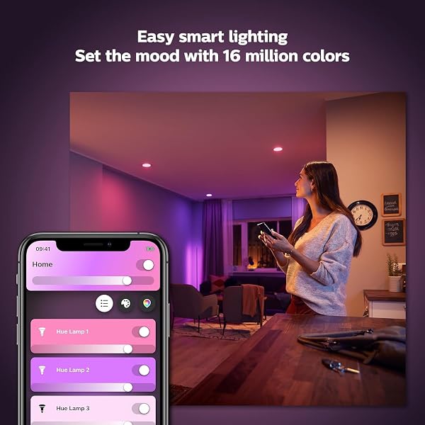 PHILIPS HUE WHITE AND COLOR AMBIANCE BR30 LED SMART BULBS (BLUETOOTH COMPATIBLE), COMPATIBLE WITH ALEXA, GOOGLE ASSISTANT, AND APPLE HOMEKIT, 1-PACK