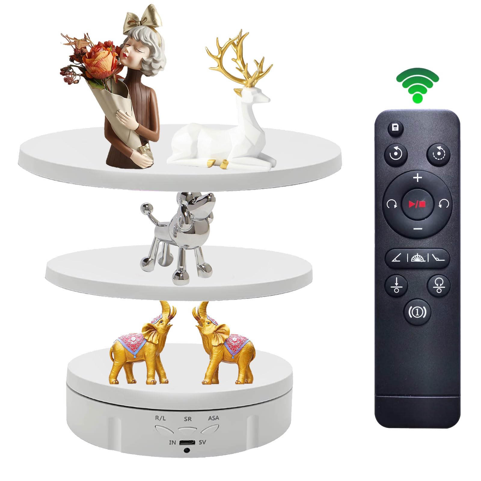 3 In 1 Rotating Display Stand, Photography Turntable Electric Rotating Turntable For Photography Max 22Lbs Load, Turntable Stand 360° Turn Table Stand, Electric Turntable For Display (White) — image 1