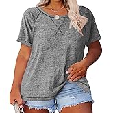 Allaruna Plus-Size Tops Women Short Sleeve T Shirts Crew Neck Tees Tunics XL-5XL