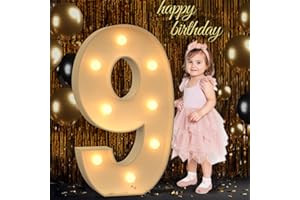 MIXIFOX 3FT Marquee Numbers, Light Up Numbers 9 for 9th 19th Birthday Decorations, Big Numbers for Party Decorations, Large Light Up Numbers for Party Decor DIY Pre-Cut Foamboad Mosaic Numbers