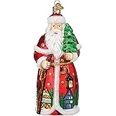 Old World Christmas German Santa Glass Blown Ornament for Christmas Tree, Handcrafted Holiday Decoration, Santa Collection