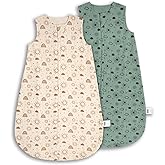 MEXXI Baby Sleep Sack 6-12 Months 1.0 TOG, 2 Pack Muslin Wearable Blanket, Baby Sleeping Bag with 2-Way Zipper for Babies Unisex