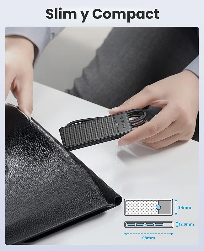 Hub USB 3.0, distribuidor de 4 portas USB com cabo de 100 cm de comprimento, Tipo A ultrafino, hub de dados de 5 Gbps, adaptador multiporta para MacBook, Mac Pro/Mini, HDD móvel, Surface Pro
