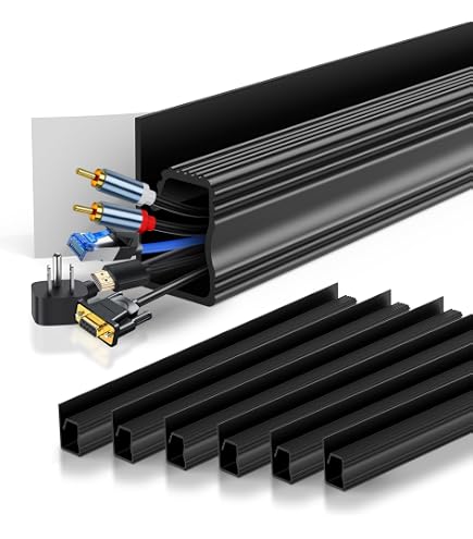 Electriduct J Channel Cable Raceway Kit - Self-Adhesive Cord Organizer For Desk & Entertainment Centers