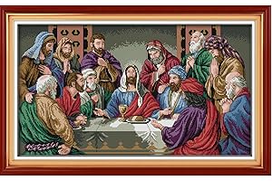 Bilrost Cross Stitch Kits for Beginners Cross Stitch Needlepoint Kits for Adults Stamped Cross Stitch Kits for Adults DIY 14CT Embroidery Patterns Stitches Kit-The Last Supper 24.01x14.56 inch