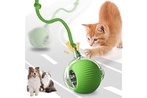 AEDNX Interactive Dog Cat Ball Toy: 1Pcs Automatic Smart Teasing Pet Ball for Dog Cat, Fun Indoor Active Self Rolling Bouncing Ball Pet Toy, Electric 360° Rotating Moving Smart Ball for Dog/Cat Pet (Green)