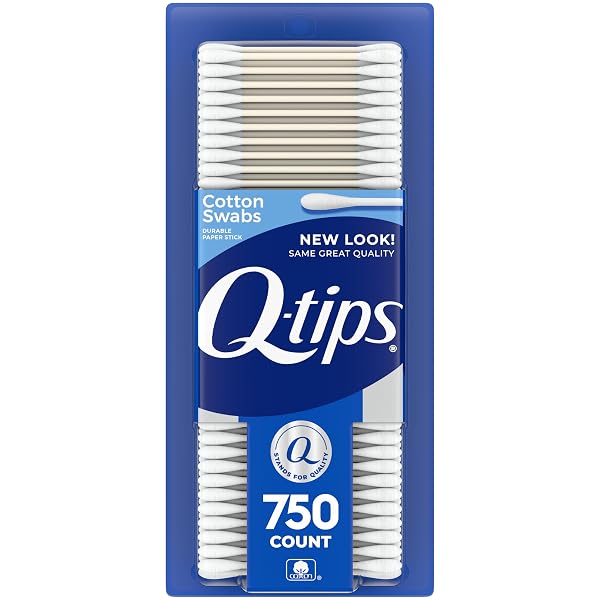 Q-TIPS COTTON SWABS FOR HYGIENE AND BEAUTY CARE ORIGINAL COTTON SWAB MADE WITH 100% COTTON 750 COUNT