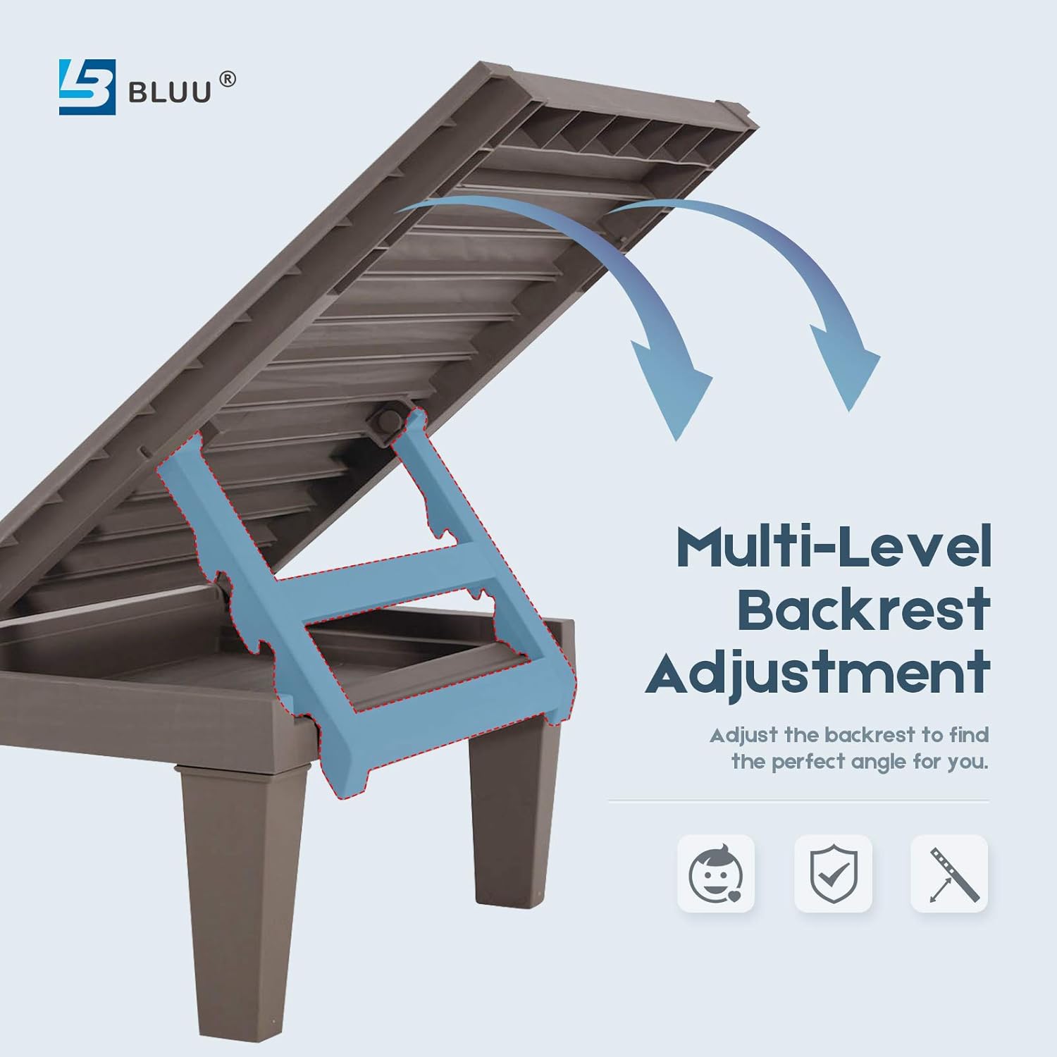 BLUU Chaise Lounge Chairs for Outdoor Patio Use | Adjustable with 5 Positions | Wood Texture Design | Waterproof | Easy to Assemble | Max Weight 330 lbs: Kitchen & Dining