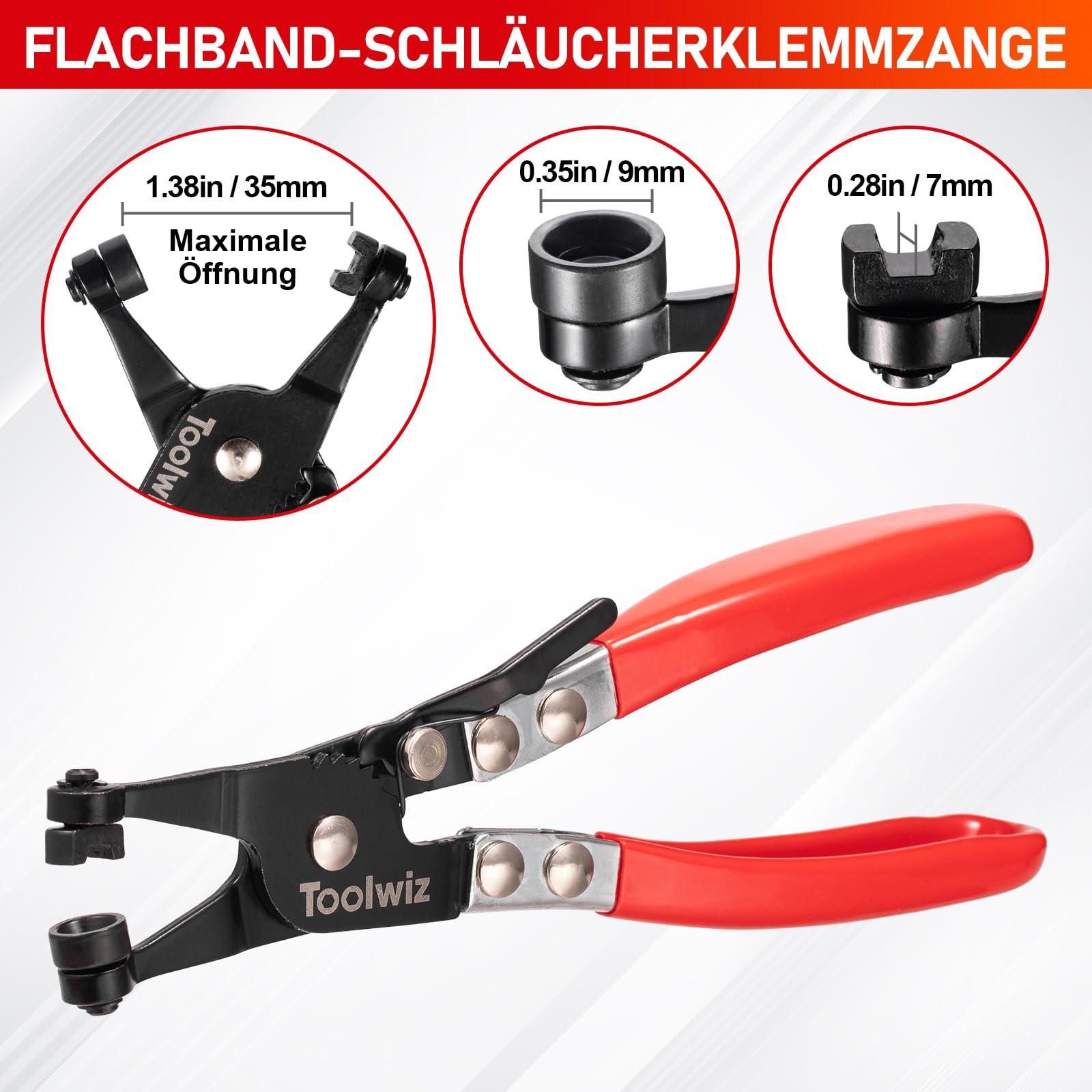 Toolwiz 6-teiliges Kraftstoffleitungszangen-Set, Schlauchschellen-Clip, Türverkleidungs Lösezange, Zange zum Entfernen von Schläuchen, 30-Grad-Druckstiftzange, 9 cm Kraftstofffilter-Messschieber 2