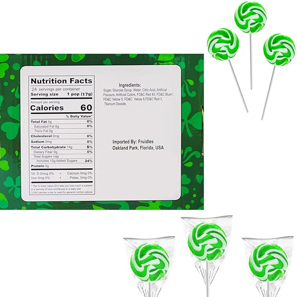FRUIDLES ST. PATRICK’S DAY SWIRL LOLLIPOPS, PARTY FAVOR BOX, INDIVIDUALLY WRAPPED (24-PACK)