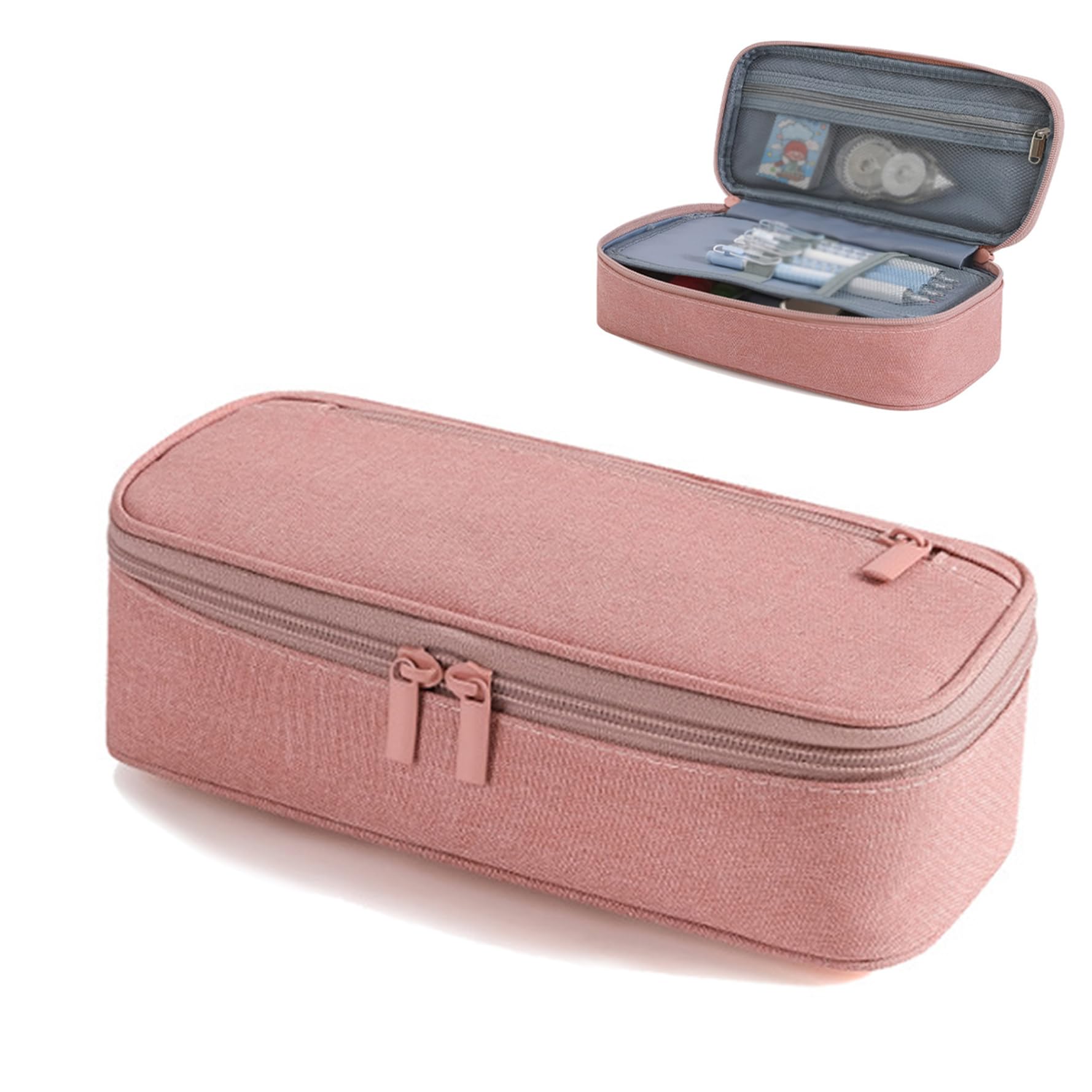 yenlk Large Pencil Case, Pencil Case for School, Pencil Pouch, Marker Pen Case, Portable Stationery Pencil Bag for Office (Pink) — image 1