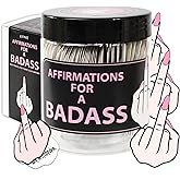 Badass Affirmation Jar – 60 Daily Affirmation Cards, Middle Finger Gifts for Women, Funny Birthday Gifts for Best Friends, Self Care Gift for Women, Encouragement Gift for Coworkers