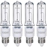 GMY JDE11 120V 100W T4 JDE11 Bulb, Mini Candelabra Base E11 Bulb, 1600lm 2800K Clear Dimmable 100 watt Halogen Light Bulbs for Ceiling fan light bulbs Replace E11 Led Bulb - 4Pack