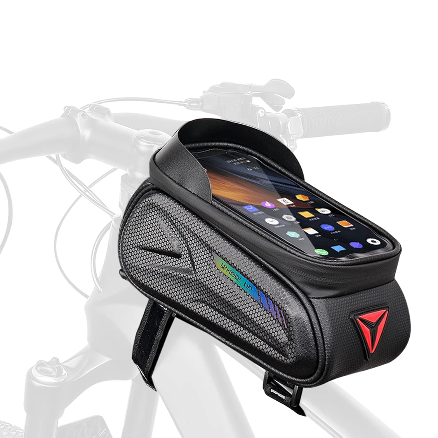 Bicycle Top Tube Bag EVA Waterproof Bike Beam Bag with Reflective Strip