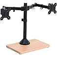 VIVO Freestanding Dual Monitor Stand with Solid Wood Base and Adjustable Arms, Mounts 2 Screens up to 32 inch and 22 lbs Each, Black, STAND-V002FD-B