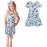 Posh Peanut Girls Dresses – Soft Toddler Twirl Dress Made with Viscose from Bamboo – Fall, Spring, Summer Dresses for Girls (2 Years) Sharks