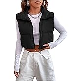 SHENHE Women's Cropped Puffer Vest Y2K Zip Up Turtleneck Sleeveless Puffy Vest Jacket Outerwear