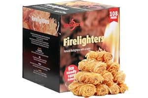 Bbcuepro All Natural Charcoal Fire Starters - 108 PCS Lightning Fast Lighters for Barbecue Grill, BBQ Charcoal, Campfire, Fir