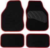 Sakura Pastel Black Floor Mats with Red Trim Full Set 4 Universal Fit UK Made
