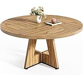 LITTLE TREE Round Dining Table for 4-6 People, 47 Inches Dining Room Table with Wooden Pedestal Base, Modern Dinner Tables, C
