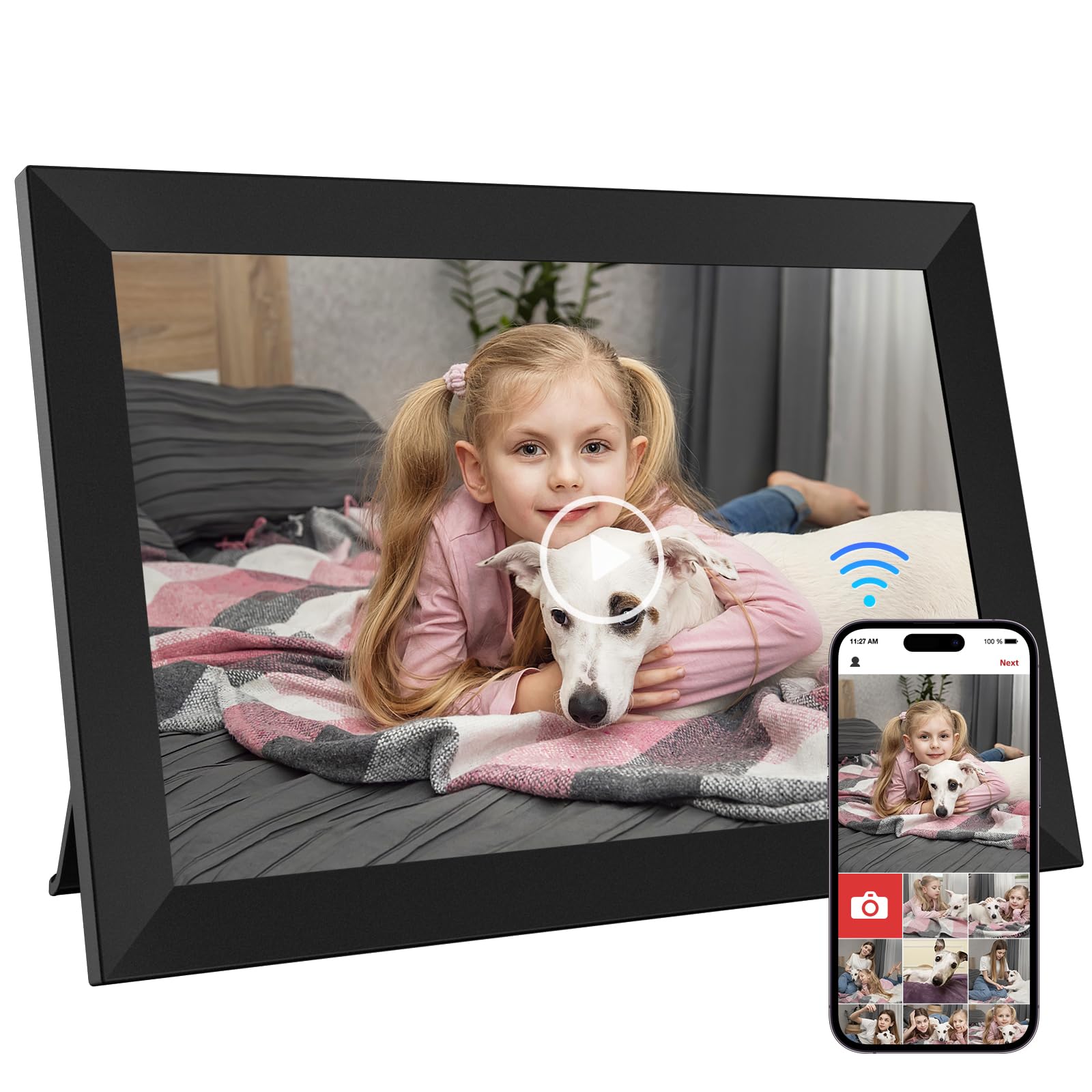 GGUA 10.1 Inch WiFi Digital Photo Frame Built in 64GB Memory, 1280x800 IPS LCD Touchscreen, Auto-Rotate and Audio, Quick and Easy Share Photos or Videos via the Frameo App, the Best Choice for Gifting — image 1