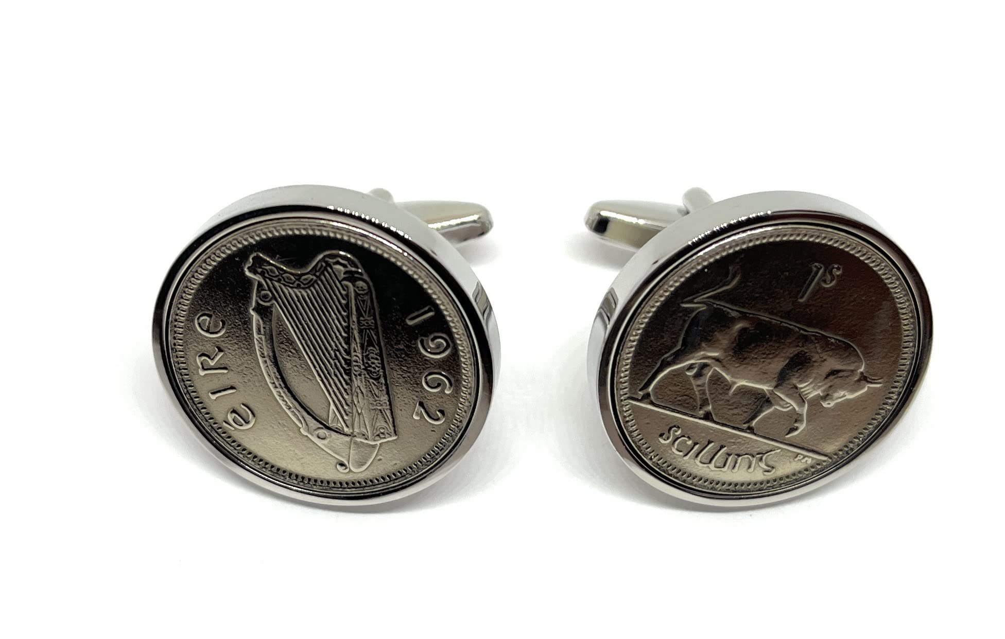 Premium 1962 Lucky Irish Shilling cufflinks for a 64th Birthday cufflinks HT 23mm