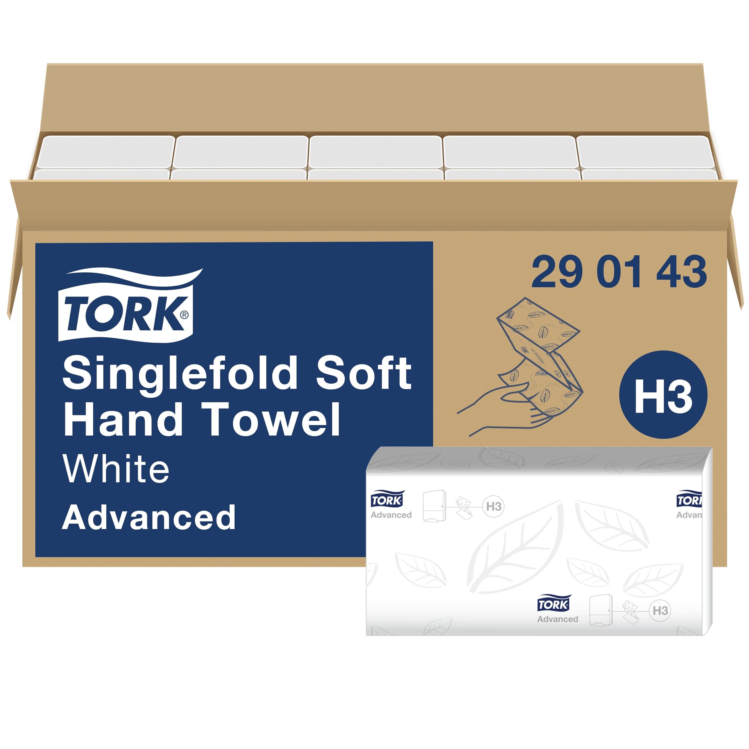 Tork Hand Towel Singlefold 2-Ply White 250 Sheets (Pack of 15) 290143
