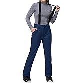 Outdoor Ventures Women's Ski Snow Bib Pants Warm Insulated Waterproof Snowboard Softshell Pants with Detachable Bib