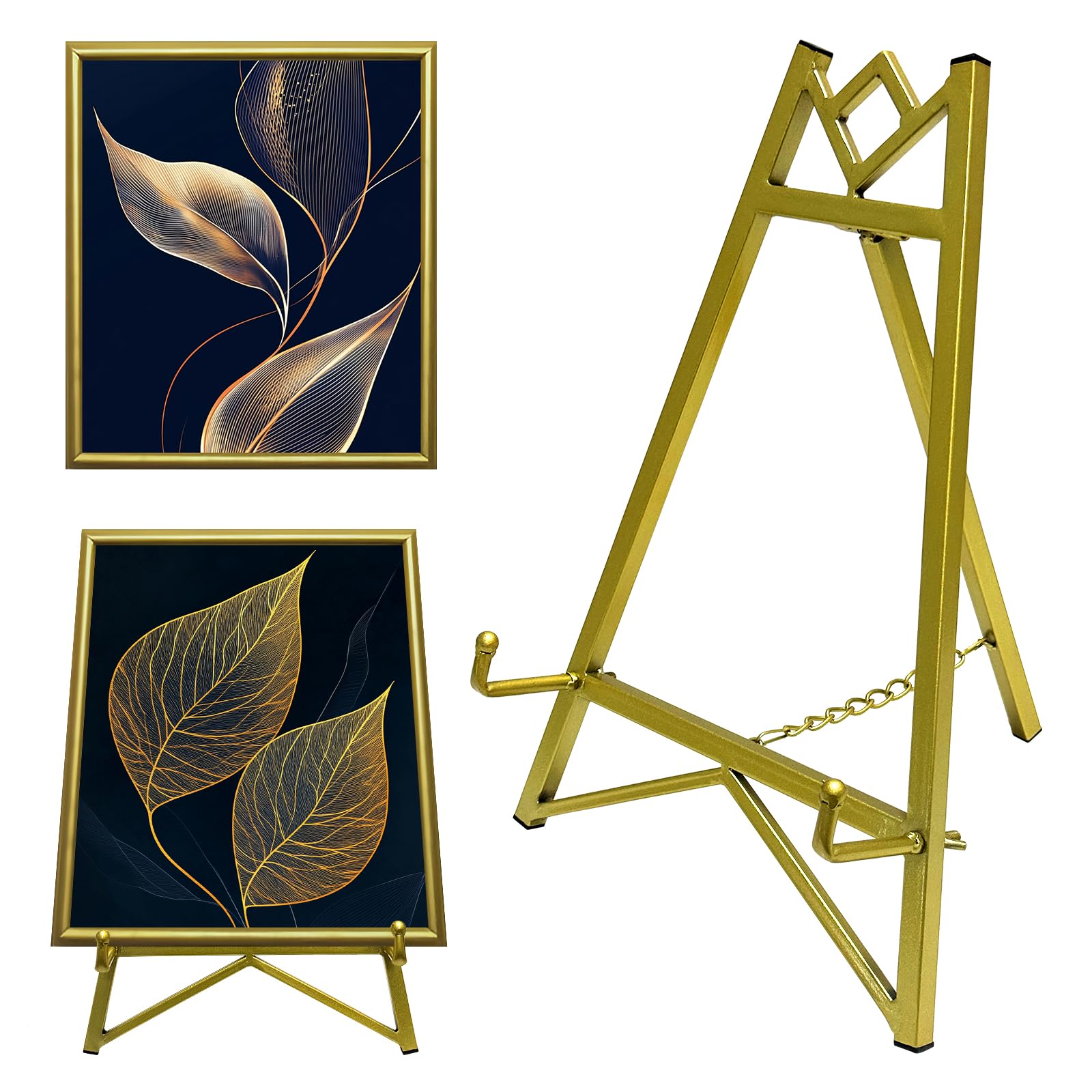 Photo 1 of JIANZHUO Metal Easel Plate Stands for Display,Picture Easels for Display Mirror Easel Stand,Table Top Picture Frame Holder Stand(Gold)