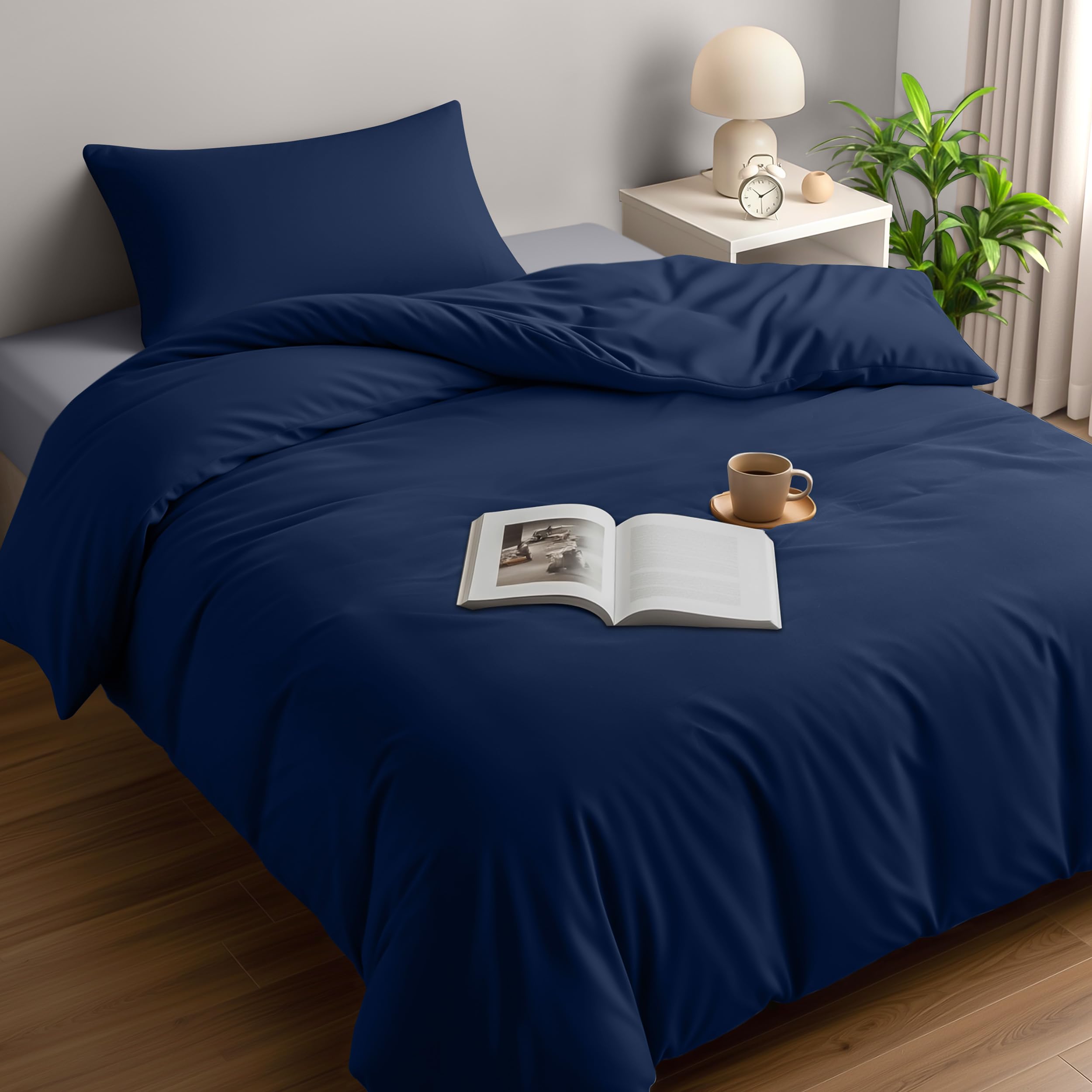 Utopia Bedding Single Duvet Cover Sets - Soft Microfibre Polyester Duvet Cover with Pillow case - Bedding Quilt Cover Set (Navy)