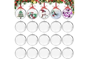 MORXINLE 20pcs Christmas Ball Decorations,8cm Clear Plastic Ornament for Crafts,Transparent DIY Fillable Acrylic Crafts Ball Kit,Christmas Tree Decoration Ornaments for Xmas Party Home Office Holiday Decor
