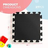 kidoola Foam Baby Play Mat 29x29cm 7mm Thick Interlocking Tiles Black view 2