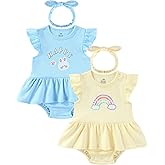 ZAVBABY Baby Girls Romper Summer Ruffled Sleeve Bodysuit Dresses Infant Girl Clothes