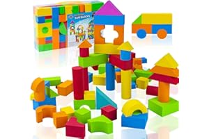 UNIH Foam Building Blocks for Toddlers 1-3, Soft Stacking Toys for 1 2 3 4 Year Old Boys Girls, Kids Stackable Block Set (94 pcs)