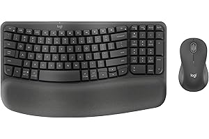 Logitech Wave Keys MK670 Combo, Wireless Ergonomic Keyboard with Signature M550 L Wireless Mouse, Comfortable Natural Typing,
