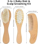 Personalized Wooden Baby Hairbrush & Comb Set Goat Bristles - Cradle Cap Care view 7