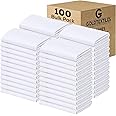 GOLD TEXTILES Bulk Pack of 100 Polycotton Standard Size Pillowcases, White T200-21"x32" (Fits up-to 20" X28" Pillow)- Ideal for use in Hotels,Hospitals, School Projects and More (100, Standard)