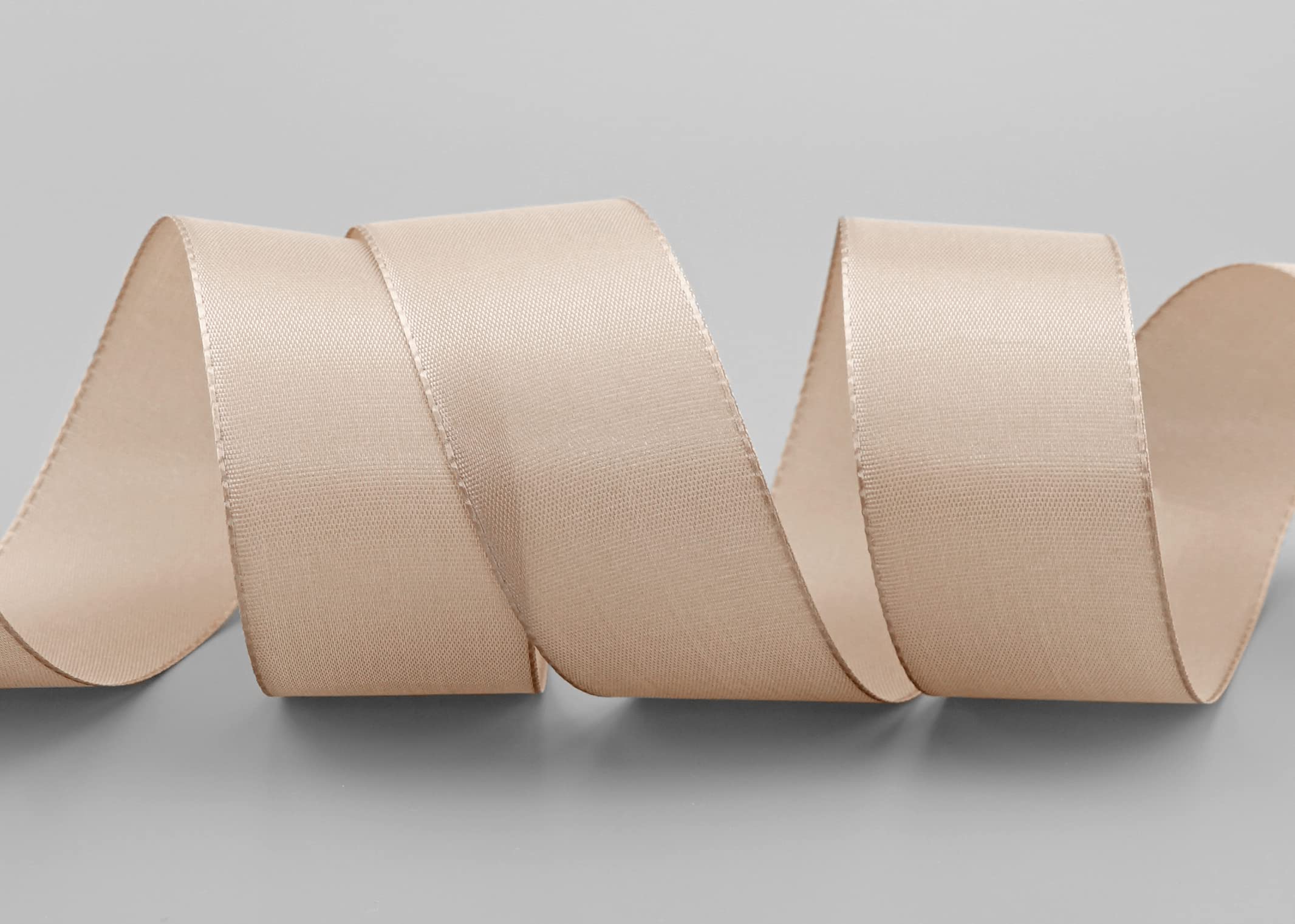 finemark 50 m x 40 mm taffeta ribbon, beige, decorative ribbon, gift ribbon, fabric ribbon, table decoration, wedding, Easter, ribbon, visco, taffeta, card making, crafts